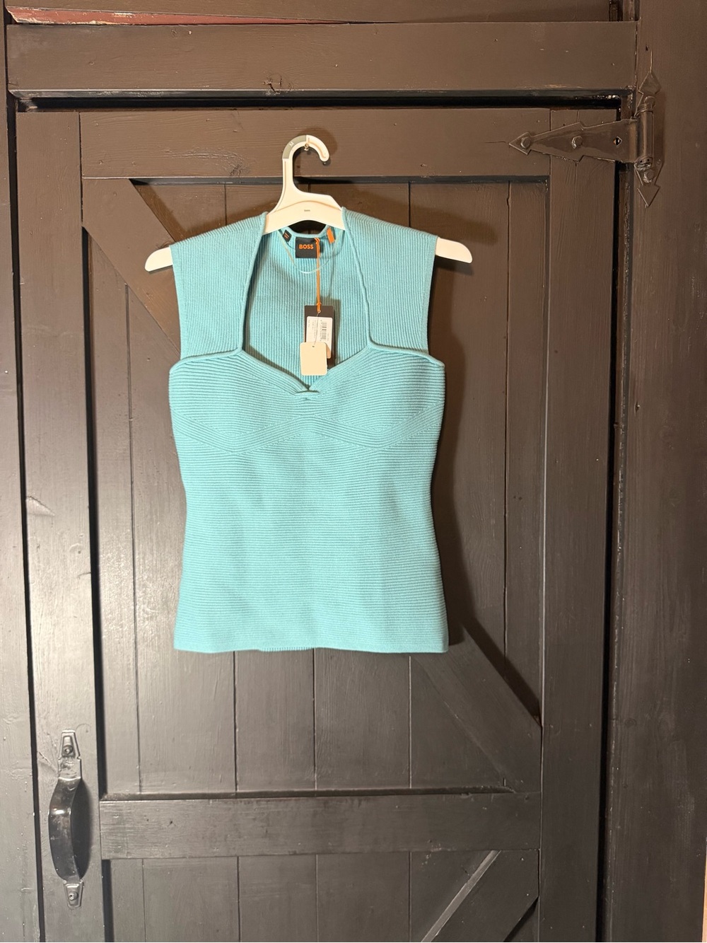 Boss Aqua Ribbed Wide-Strap Tank Top